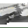 Mexen Silo baignoire îlot d'angle droit rainurée 150 x 75 cm, blanc/gris, trop-plein or brossé - 52891507562P-55