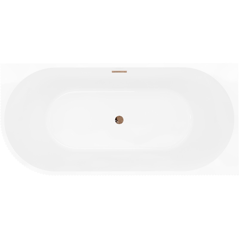 Mexen Silo baignoire autoportante d'angle droite rainurée 150 x 75 cm, blanc/gris, trop-plein or rose - 52891507562P-60