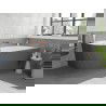 Mexen Silo baignoire autoportante d'angle droite rainurée 150 x 75 cm, blanche/grise, trop-plein or rose - 52891507562P-60