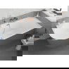 Mexen Silo baignoire autoportante d'angle droite striée 150 x 75 cm, blanche/grise, trop-plein cuivre brossé - 52891507562P-65