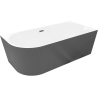 Mexen Silo baignoire autoportante d'angle à droite rainurée 150 x 75 cm, blanc/gris, trop-plein gun metal - 52891507562P-95