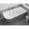 Mexen Silo baignoire autoportante d'angle droit cannelée 150 x 75 cm, blanche/grise, trop-plein en métal - 52891507562P-95