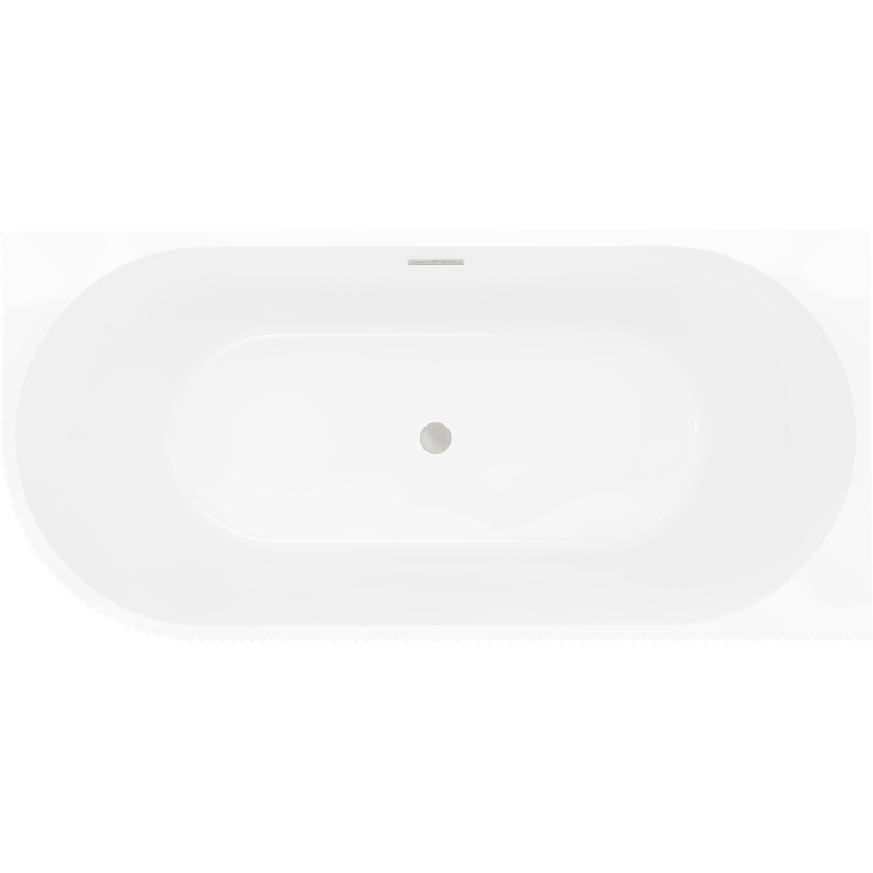 Mexen Silo baignoire autoportante d'angle droite rainurée 150 x 75 cm, blanc/gris, trop-plein nickel brossé - 52891507562P-97