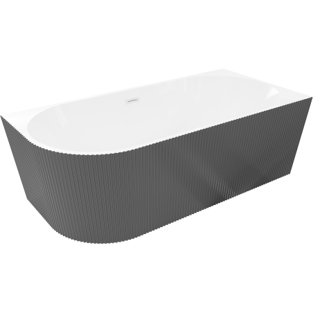 Mexen Silo baignoire autoportante d'angle droite rainurée 170 x 80 cm, blanc/gris, trop-plein blanc - 52891708062P-20