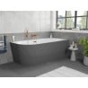 Mexen Silo baignoire autoportante d'angle droite rainurée 170 x 80 cm, blanc/gris, trop-plein or rose - 52891708062P-60