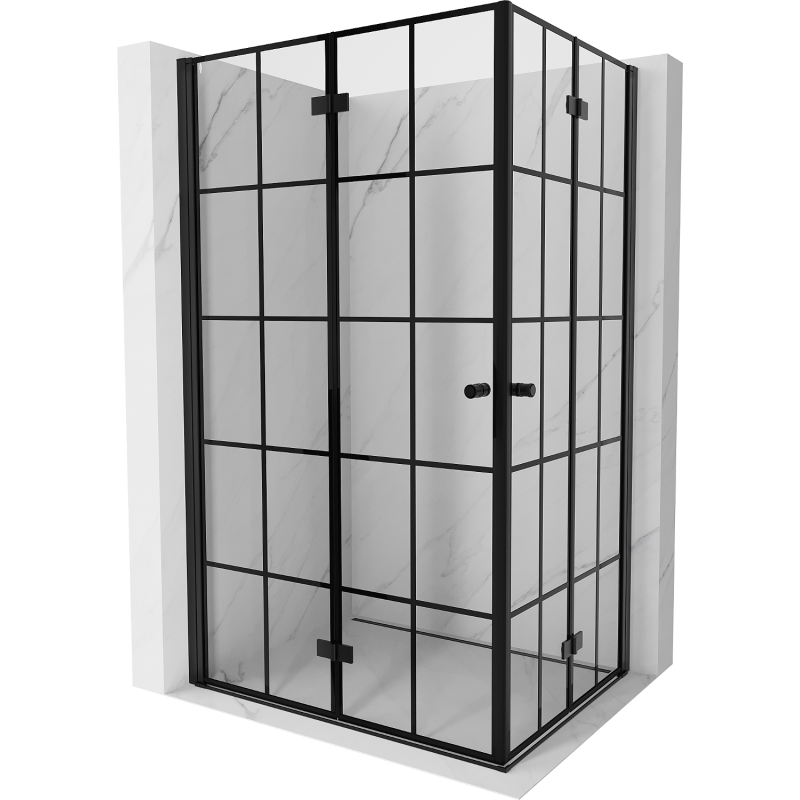 Mexen Mist-F Duo cabine de douche pliante gauche 80 x 70 cm, grille noire, noir - 8A6-080L-070P-70-77