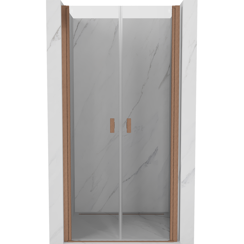 Mexen Mist porte de douche pivotante 100 cm, transparent, cuivre brossé - 8A7-100-000-65-00