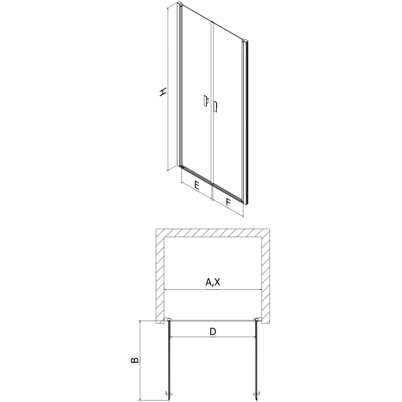 Mexen Mist porte de douche pivotante 120 cm, transparent, cuivre brossé - 8A7-120-000-65-00