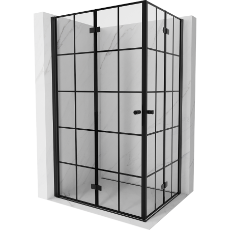 Mexen Mist-F Duo cabine de douche pliante gauche 100 x 75 cm, grille noire, noir - 8A6-100L-075P-70-77
