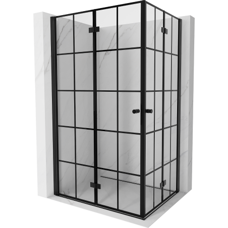 Mexen Mist-F Duo cabine de douche pliante gauche 85 x 80 cm, carreau noir, noir - 8A6-085L-080P-70-77