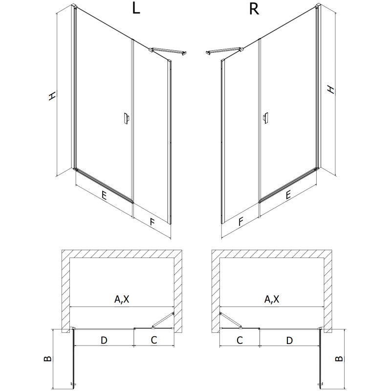 Mexen Mist-B porte de douche battante 95 cm, transparent, chrome - 8A2-095-001-01-00