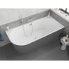 Mexen Silo baignoire îlot d'angle droit nervurée 170 x 80 cm, blanc/gris, trop-plein nickel brossé - 52891708062P-97