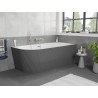Mexen Silo baignoire autoportante d'angle droite rainurée 170 x 80 cm, blanc/gris, trop-plein nickel brossé - 52891708062P-97