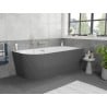 Mexen Silo baignoire îlot d'angle droit nervurée 170 x 80 cm, blanc/gris, trop-plein nickel brossé - 52891708062P-97
