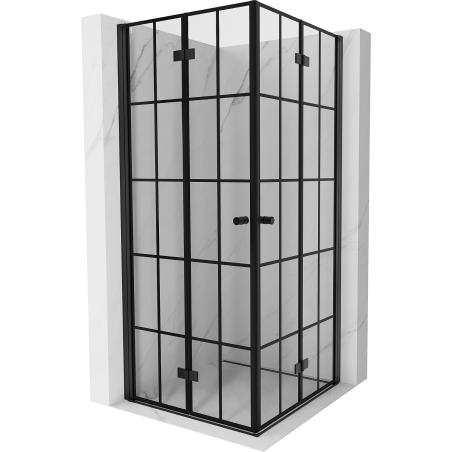 Mexen Mist-F Duo cabine de douche pliante 95 x 95 cm, grille noire, noir - 8A6-095L-095P-70-77