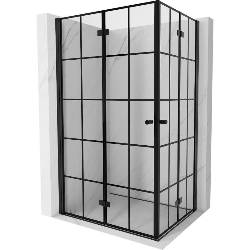 Mexen Mist-F Duo cabine de douche pliante gauche 100 x 95 cm, grille noire, noire - 8A6-100L-095P-70-77