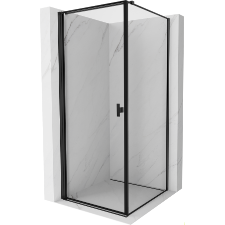 Cabine de douche Mexen Mist-B, porte battante gauche, 100 x 100 cm, cadre noir, noir - 8A2T-100-100-70-70-L
