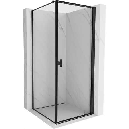 Cabine de douche à charnière droite Mexen Mist-B 70 x 70 cm, cadre noir, noir - 8A2T-070-070-70-70-P