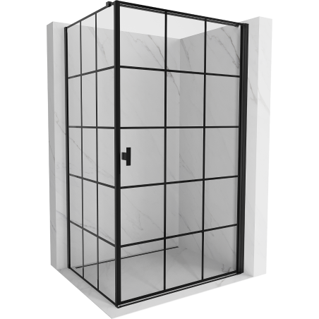 Mexen Mist-B cabine de douche à charnières droite 70 x 100 cm, grille noire, noir - 8A2T-070-100-70-77-P