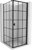 Cabine de douche battante Mexen Mist-B droite 100 x 100 cm, grille noire, noire - 8A2T-100-100-70-77-P