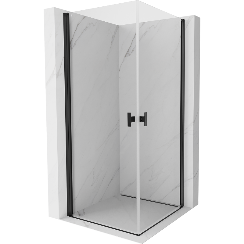 Mexen Mist-B Duo cabine de douche pivotante 85 x 85 cm, transparente, noire - 8A2-085-085-70-00