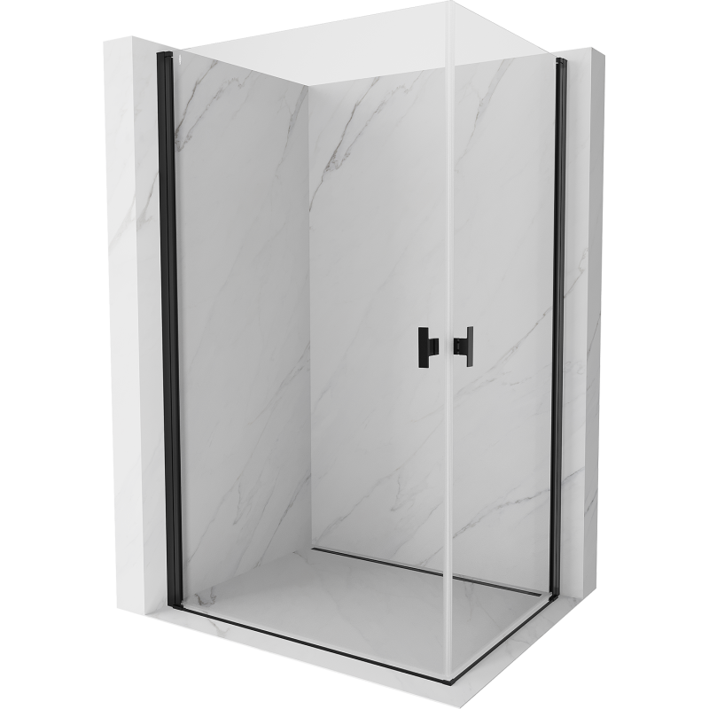 Mexen Mist-B Duo cabine de douche battante 100 x 90 cm, transparente, noire - 8A2-100-090-70-00