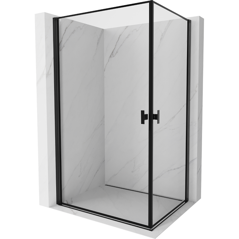 Mexen Mist-B Duo cabine de douche pivotante 80 x 70 cm, cadre noir, noir - 8A2-080L-070P-70-70