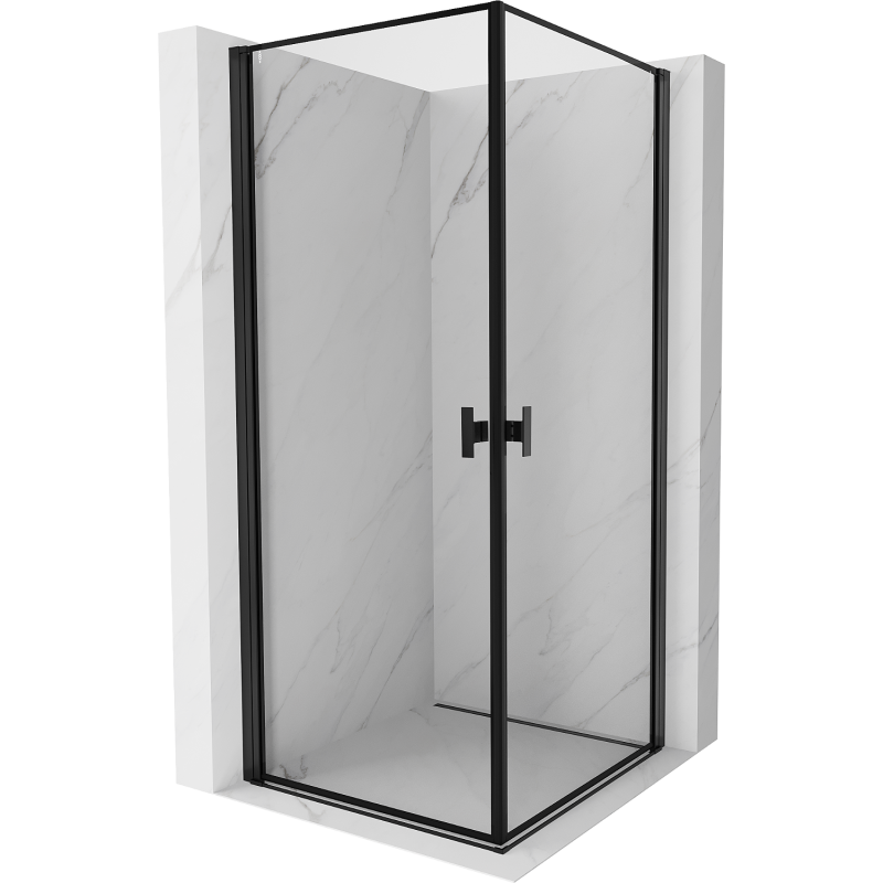 Mexen Mist-B Duo cabine de douche pivotante 80 x 80 cm, cadre noir, noir - 8A2-080L-080P-70-70