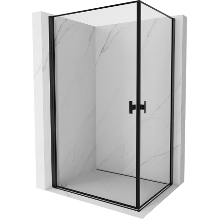 Mexen Mist-B Duo cabine de douche battante 100 x 90 cm, cadre noir, noir - 8A2-100L-090P-70-70