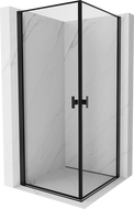 Mexen Mist-B Duo cabine de douche pivotante 100 x 100 cm, cadre noir, noir - 8A2-100L-100P-70-70