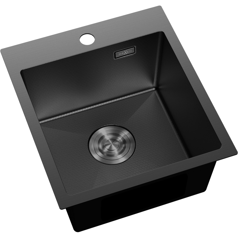 Mexen Solix évier en acier inoxydable à 1 bac 400 x 450 mm, noir HC - 6401401000-70HC
