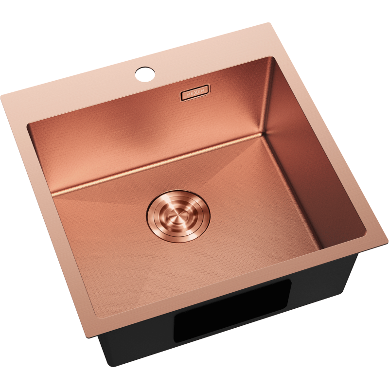 Mexen Solix évier en acier inoxydable 1 bac 500 x 500 mm, cuivre HC - 6407501000-65HC