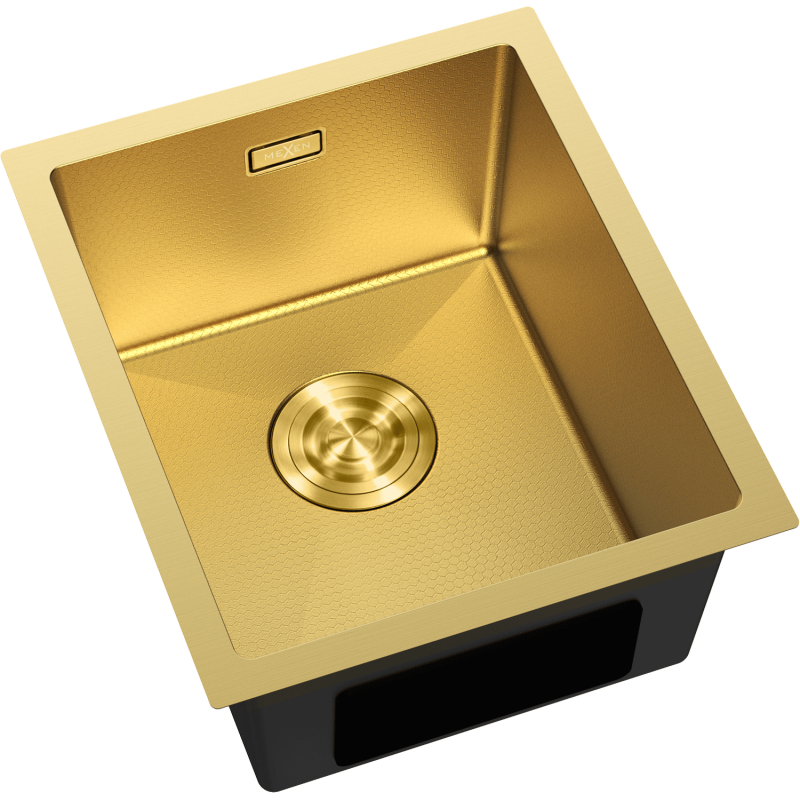 Mexen Trixo évier en acier inoxydable à 1 bac 370 x 440 mm, doré HC - 6412371000-55HC