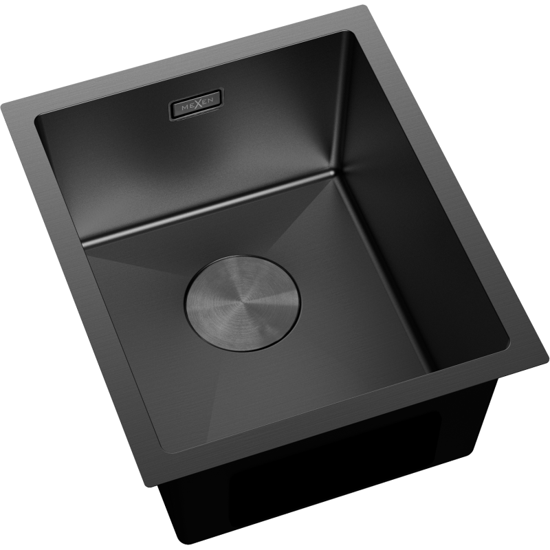 Mexen Trixo évier en acier inoxydable 1 bac 370 x 440 mm, noir - 6412371000-70