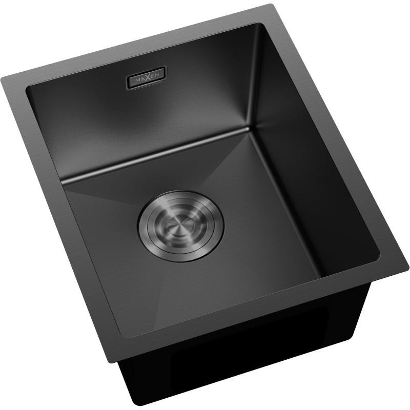 Mexen Trixo évier en acier inoxydable 1 bac 370 x 440 mm, noir - 6412371000-70