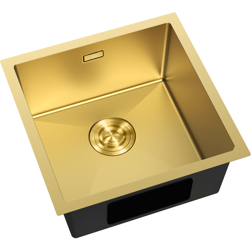 Mexen Trixo évier en acier inoxydable à 1 bac 440 x 440 mm, doré - 6413441000-55