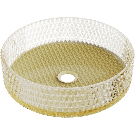 Mexen Aura lavabo en verre à poser 39 x 39 cm, transparent/doré - 24013951