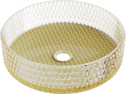 Mexen Aura lavabo en verre à poser 39 x 39 cm, transparent/doré - 24013951