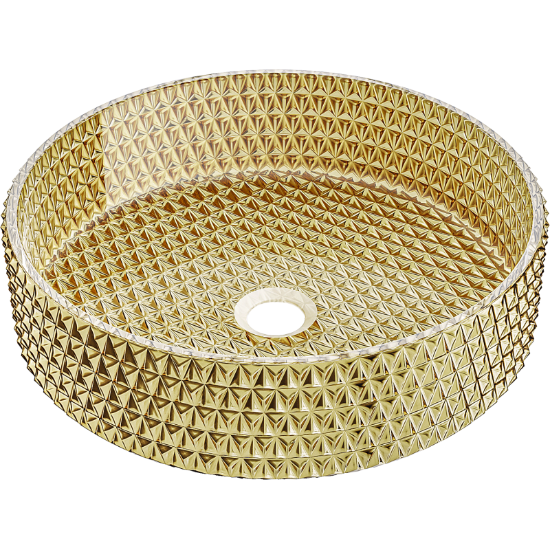 Mexen Aura lavabo en verre posé sur plan 39 x 39 cm, doré - 24013952