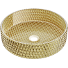 Mexen Aura lavabo en verre posé sur plan 39 x 39 cm, doré - 24013952
