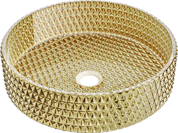 Mexen Aura lavabo en verre posé sur plan 39 x 39 cm, doré - 24013952