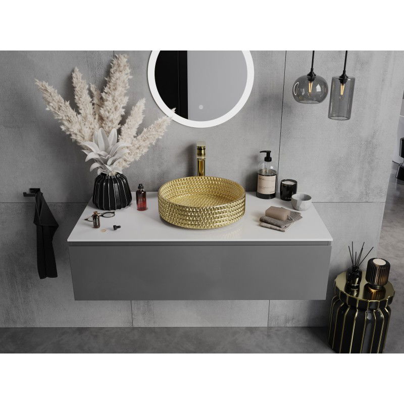 Mexen Aura lavabo en verre posé sur plan 39 x 39 cm, doré - 24013952