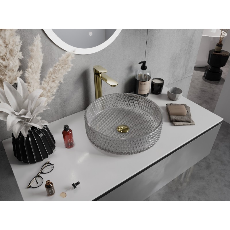Mexen Aura lavabo en verre à poser 39 x 39 cm, gris - 24013966
