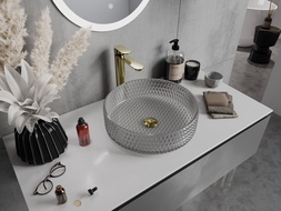 Mexen Aura lavabo en verre à poser 39 x 39 cm, gris - 24013966