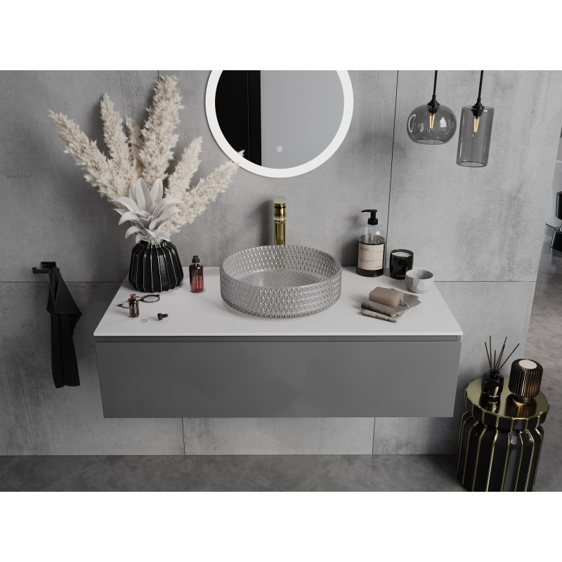 Mexen Aura lavabo en verre à poser 39 x 39 cm, gris - 24013966