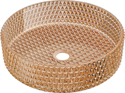 Lavabo à poser en verre Mexen Aura 39 x 39 cm, or rose - 24013968