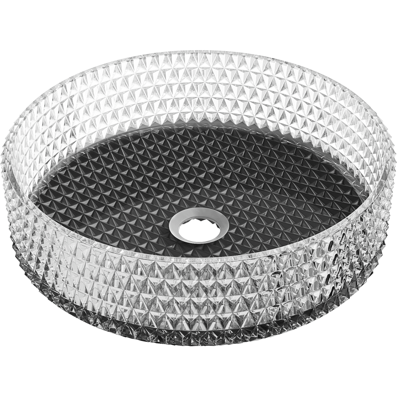 Mexen Aura lavabo en verre à poser 39 x 39 cm, transparent/noir - 24013971