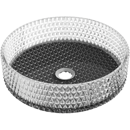 Mexen Aura lavabo en verre à poser 39 x 39 cm, transparent/noir - 24013971
