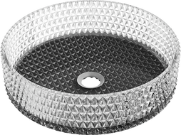 Mexen Aura lavabo en verre à poser 39 x 39 cm, transparent/noir - 24013971