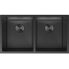 Mexen Binox évier en acier inoxydable 2 bacs 800 x 450 mm, noir - 6421802000-70
